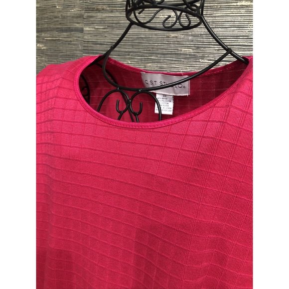 3X Plus Pink Top Blouse Stretch Short Sleeve CST - Picture 4 of 5